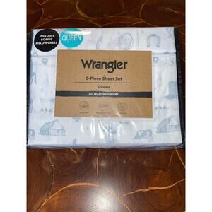 Wrangler 6 pc Queen Sheet Set On The Ranch Blue
